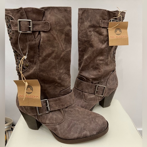 Big Buddha Shoes - Big Buddha Suede Studded Boots Size 9.5 NWT